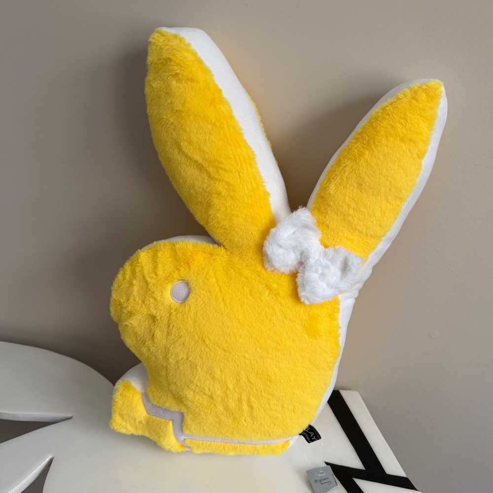 Playboy y2k yellow bunny head pillow NWT
